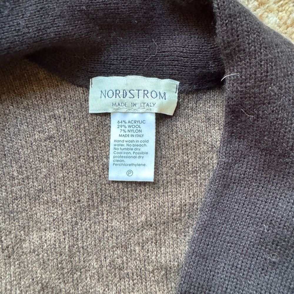 Nordstrom Women's Sweater Shawl Wrap One Size Black/Brown OS - Picture 4 of 4
